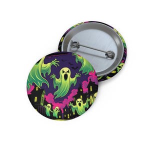 Spooky Ghost Pin Buttons: Halloween Accessories, Fun Badges