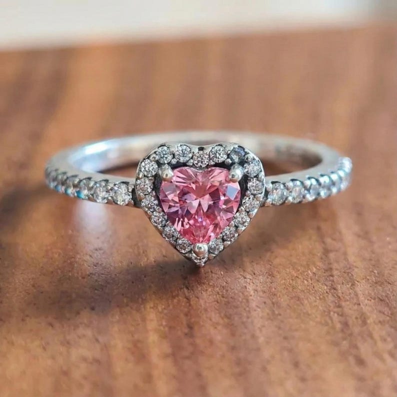 Moissanite Ring, Halo Ring, Unique Halo Ring In 10K Solid White Gold