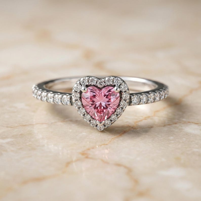 Vintage Heart Shaped Moissanite Engagement Ring Rose Gold Solitaire Wedding Diamond Moissanite Ring, Promise Ring, Women Stacking Heart Ring, Valentine's Day, Gift For Wife, Gift For Her, Gift For Girlfriends, Bezel Set Anniversary Gifts, Handmade Ring, East To West Heart Shape Ring, Summer Jewelry, Love Gift For Her, 925 Sterling Silver Ring, Halo Ring, Solitaire With Accent Ring, Summer Jewelry