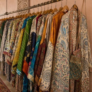 Indian Silk Kimono Bulk | Handmade Boho Robe Wholesale Lot, Vintage Patchwork Bathorbes