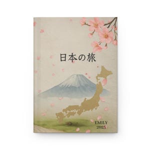 Diario de viaje a Japón, diario de tapa dura con diseño de flor de cerezo, diario de viaje, cuaderno de naturaleza, regalo para escritores, amantes de la papelería, diario personal