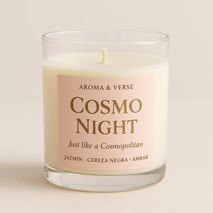 Scented soy candle, Black Cherry, Jasmine and Amber, Intense and long-lasting fragrance, Handmade vegan candle, Gift for women, Decoration.