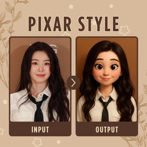 Custom Pixar Style Portrait, AI Generated 3D Cartoon Character from Photo, Turn Photo into Pixar Art, AI Avatar, Digital AI Gift