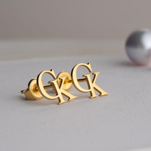 Silver Intertwined Initial Earrings Custom Monogram Alphabet Earrings Tiny Studs Initial Earrings Gold Two Letter Earrings Stud Earrings