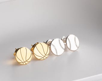 Sterling Silver Basketball Stud Earrings: Minimalist Sports Jewelry