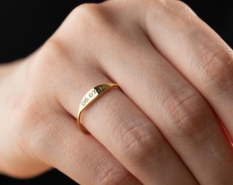 Personalized Sterling Silver Name Ring Custom Stacking Band Ring Engraved Ring Dainty Name Ring Mothers Day Gift