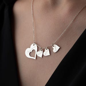 Personalized Sterling Silver Family Heart Necklace: Custom Name Charms