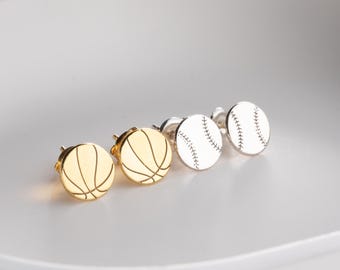 Dainty Sterling Silver Basketball Stud Earrings: Sports Fan Jewelry