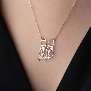 Dainty Cat Name Necklace Cat Silhouette Necklace Multiple Cat Pendant Pet Loss Cat Memorial Gift Cat Lovers Gift Custom Cat Letter Jewelry