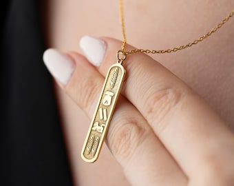 Collar personalizado de cartucho egipcio de plata de ley: joyería con nombre jeroglífico