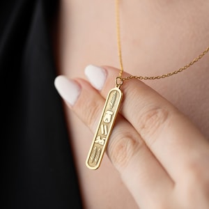 Personalized Sterling Silver Egyptian Cartouche Necklace: Hieroglyphic Name Jewelry