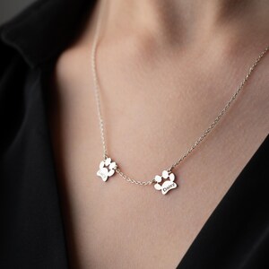 Paw Print Name Necklace Silver Engraved Paw Necklace Keepsake Pet Name Necklace Pet Memorial Gift Pet Lover Jewelry For Women