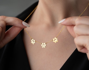 Personalisierte Pfotenabdruck Halskette mit Namen Kundenspezifische Haustier Gedenkgeschenk Sterlingsilber-Hundepfoten-Halskette, Haustier-Liebhaber-Geschenk Zierlicher Katzenpfoten-Schmuck
