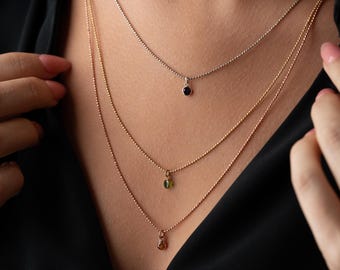 Sterling Silver Layered Birthstone Necklace, Custom Family Jewelry