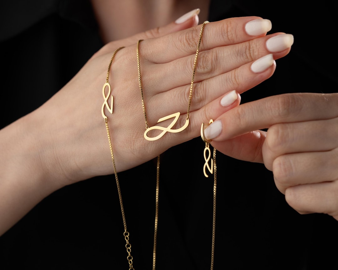 Sterling Silver Jungkook Golden Necklace, Bracelet & Earrings, K
