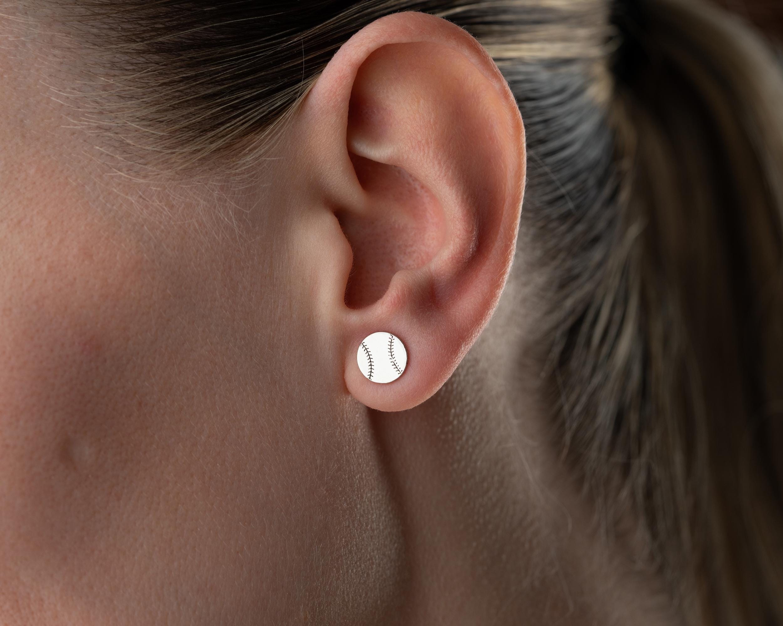 Basketball Stud Earrings With Rhinestones - Sparkly Sports Jewelry For Women & Fans