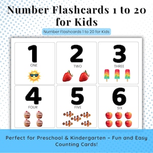 Number Flashcards 1 to 20 for Kids | Counting Cards Printable | Toddler Number Recognition | Educational Flash Cards | J-069