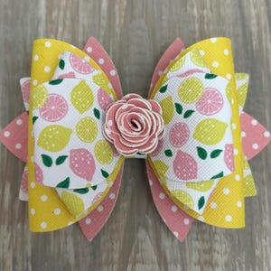 Stanley Peach Whip Stripe Butter Cabana Gloss  Pomelo Pink Lemonade Yellow Pink Dots Summer Straw Topper Bow with Flower Center