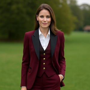 Women&#39;s Burgundy Color 3 Piece Suit - Tailored Blazer Set - Custom Formal Outfit - Bridesmaid Dress - Prom Dress