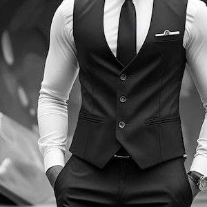 Luxury Black Vest Suit For Men - Wedding Suit - Handmade Formal Wedding Suit For Groom - Tailored Fit - Custom Colors Available