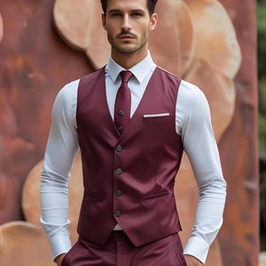 Luxury Vest Suit For Men - Wedding Suit - Handmade Formal Wedding Suit For Groom - Tailored Fit - Custom Colors Available