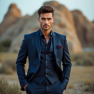Luxury Tuxedo Suit For Men - Wedding Tuxedo Suit - Handmade Formal Wedding Suit For Groom - Tailored Fit - Custom Colors Available
