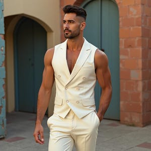 Luxury Vest Suit For Men - Wedding Suit - Handmade Formal Wedding Suit For Groom - Tailored Fit - Custom Colors Available