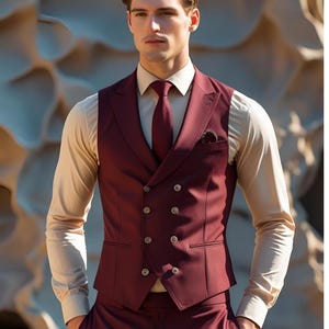 Luxury Vest Suit For Men - Wedding Suit - Handmade Formal Wedding Suit For Groom - Tailored Fit - Custom Colors Available