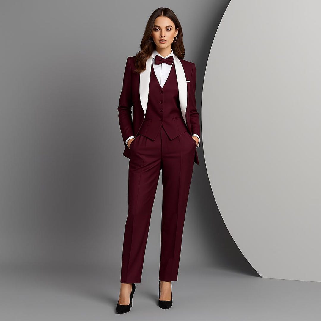 Women’s Tailored Three-Piece Suit - Elegant Blazer, Waistcoat & Trousers Set main image 0