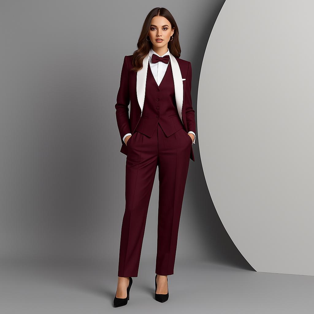 Damen Hosenanzug 2-teilig Business Elegant - Langarm Jacke Mit Hose