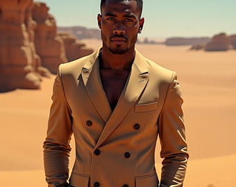 メンズ ダークグレー ダブルブレストスーツ：スリムフィット