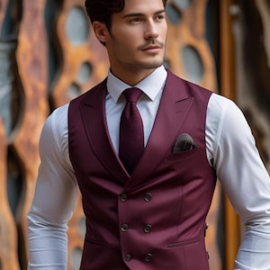 Luxury Vest Suit For Men - Wedding Suit - Handmade Formal Wedding Suit For Groom - Tailored Fit - Custom Colors Available