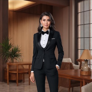 Women&#39;s Black 2 Piece Suit - Tailored Blazer Set - Custom Formal Outfit - Bridesmaid Dress - Prom Dress