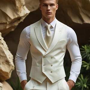 Luxury Vest Suit For Men - Wedding Suit - Handmade Formal Wedding Suit For Groom - Tailored Fit - Custom Colors Available