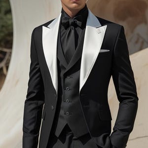 Luxury Black Men 3 Piece Suits - Tuxedo Vest Suit - Wedding Groom Party Wear Dress - Custom Suit - Tailored Fit Modern Suits