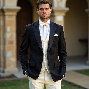 Men&#39;s Black Formal 3 Piece Men&#39;s Suit - Custom Groomsmen Suit - Slim Fit Suit Men - Bespoke Tailoring Fit - Event Men&#39;s Suit