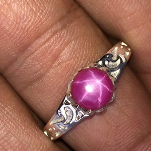 Natural 6-Ray Star Ruby Ring in 925 Sterling Solid Silver | Filigree Star Ruby Ring | Handmade Vintage Gemstone Ring for Men & Women