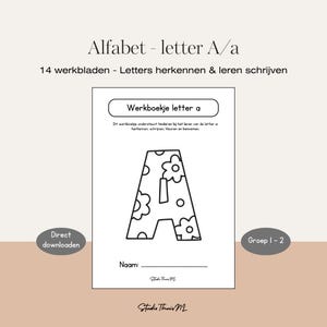 Alfabet oefenen kleuters | Letter A werkbladen groep 1-2 | Leren schrijven & letters herkennen | PDF werkboekje