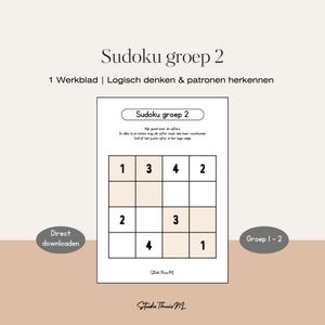 Peuters Sudoku Werkblad - Sudoku Groep 2 Cijfers - Vroege Leeractiviteit - Educatief PDF - Denken & Patronen Herkennen voor Kinderen
