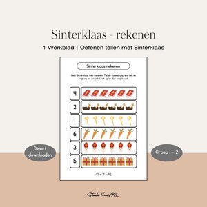 Sinterklaas Rekenen Werkblad - Kleuters Tellen Werkblad - Rekenen Werkblad PDF - Cijfers Oefenen - Tellen met Afbeeldingen