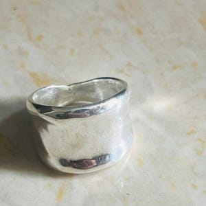 Chunky 925 Sterling Silver Dome Ring: Thick Bold Solid Minimalist Ring Statement Jewelry