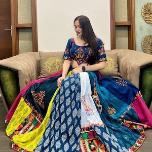 Designer cotton Navratri Lehenga Choli Set, multicolor Chaniya choli Festive Designer Outfit | Garba Dance Wear Indian Outfit | Ethnic wear
