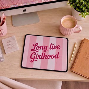 Tappetino da scrivania rosa, tappetino per mouse estetico, grande tappetino da gioco, accessori per PC carini per ragazze, accessori da scrivania per donne, tappetino da scrivania per ufficio
