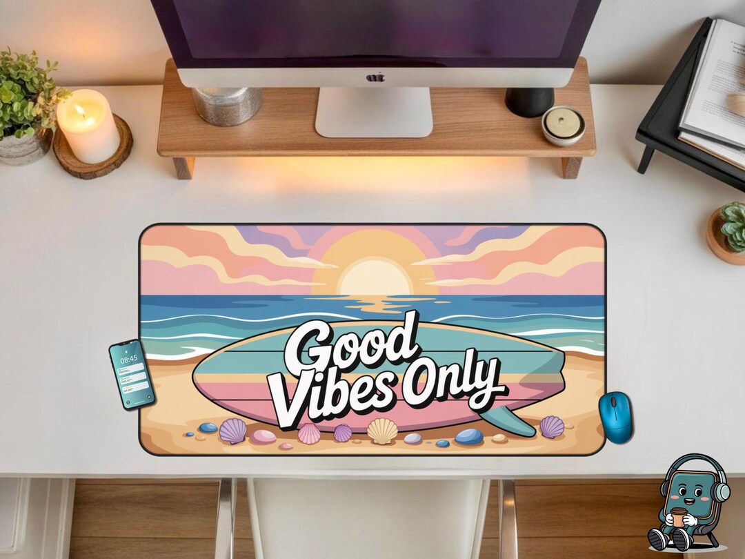 Shells and Waves Desk Mat Neoprene Beach Computer Pads Large Cute ...