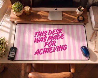Pink Desk Pad for Girls Study Table Neoprene Workstation Pad Waterproof Mouse Pad for Work From Home Computer Mat Large Available in 2 Sizes