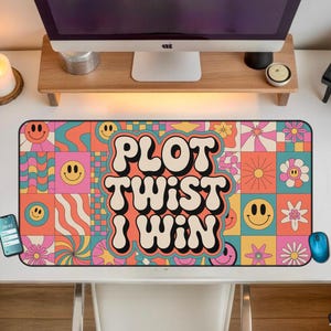 Desk Mat Plot Twist I Win Non Slip Neoprene Desk Pad Large Mouse Pad Cute Office Decor Gift for Women Study Desk Pad Aesthetic