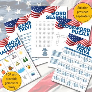 4th of July Party Games Bundle – PDF Instant Download ; 5-Fun Activities!