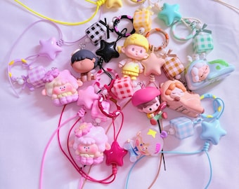 Handmade Kawaii Keychain: Beaded Phone Charm, Resin Doll Accessory