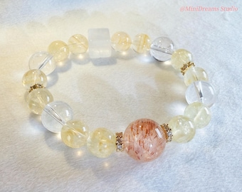 Handmade Citrine & Red Rutilated Quartz Bracelet • Crystal Healing