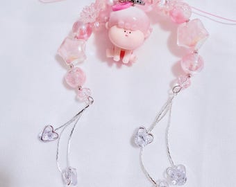 Handmade Pink Angel Car Charm: Kawaii Beaded Suncatcher